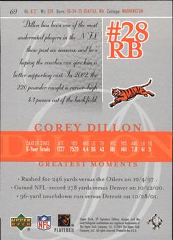 2003 SP Signature Edition #69 Corey Dillon Back