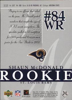 2003 SP Signature Edition #133 Shaun McDonald Back