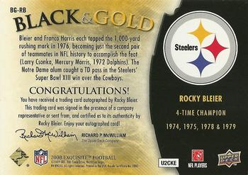 2008 Upper Deck Exquisite Collection - Black and Gold Steelers Champion Redemptions #BG-RB Rocky Bleier Back