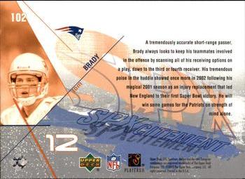 2003 SPx #102 Tom Brady Back