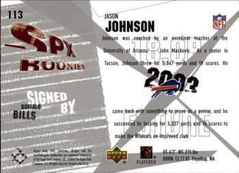 2003 SPx #113 Jason Johnson Back
