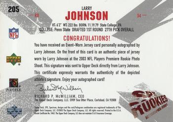 2003 SPx #205 Larry Johnson Back