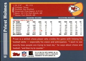 2003 Topps #50 Priest Holmes Back