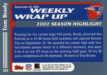2003 Topps #293 Tom Brady Back