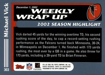 2003 Topps #303 Michael Vick Back