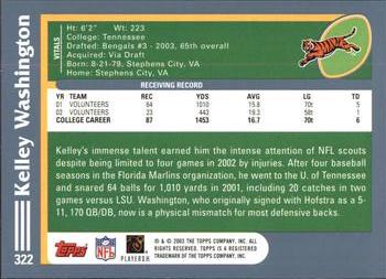 2003 Topps #322 Kelley Washington Back