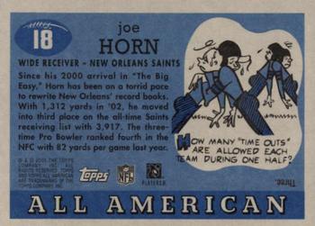 2003 Topps All American #18 Joe Horn Back