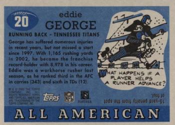 2003 Topps All American #20 Eddie George Back