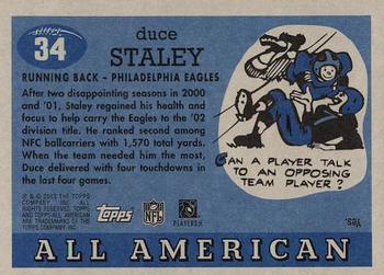 2003 Topps All American #34 Duce Staley Back
