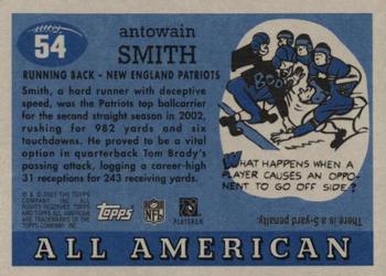 2003 Topps All American #54 Antowain Smith Back