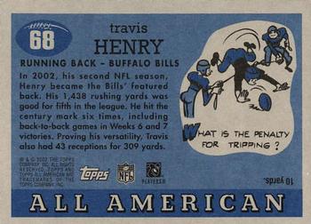 2003 Topps All American #68 Travis Henry Back