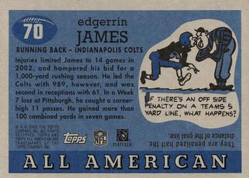 2003 Topps All American #70 Edgerrin James Back