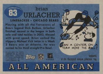 2003 Topps All American #83 Brian Urlacher Back