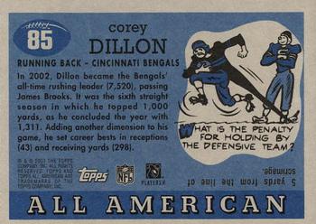 2003 Topps All American #85 Corey Dillon Back