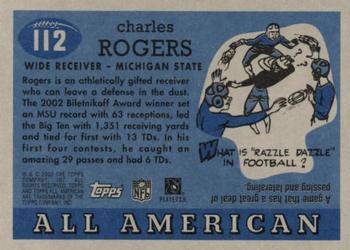 2003 Topps All American #112 Charles Rogers Back