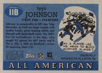 2003 Topps All American #118 Teyo Johnson Back