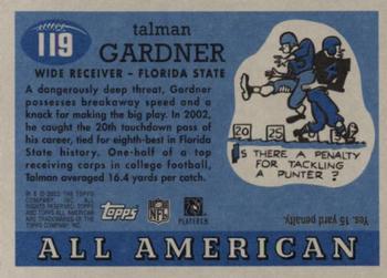 2003 Topps All American #119 Talman Gardner Back