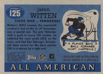 2003 Topps All American #125 Jason Witten Back