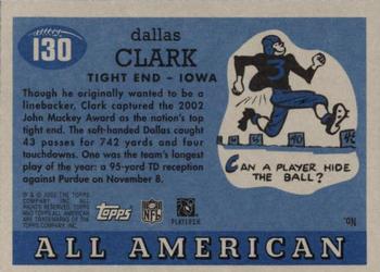 2003 Topps All American #130 Dallas Clark Back