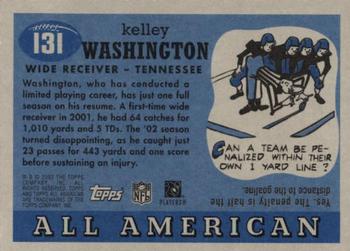 2003 Topps All American #131 Kelley Washington Back