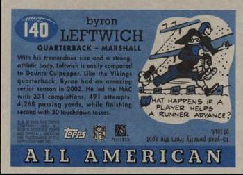 2003 Topps All American #140 Byron Leftwich Back