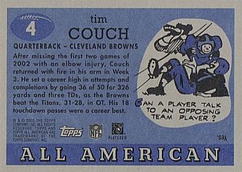 2003 Topps All American #4 Tim Couch Back