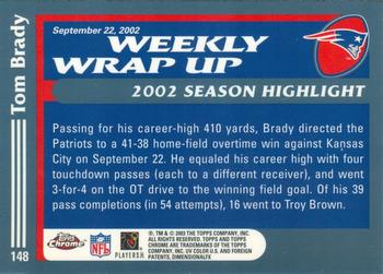 2003 Topps Chrome #148 Tom Brady Back