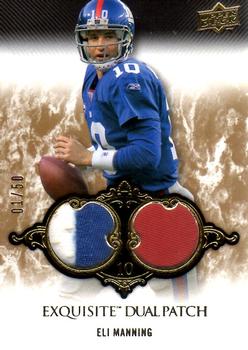 2008 Upper Deck Exquisite Collection - Patch Duals #EP-40 Eli Manning Front