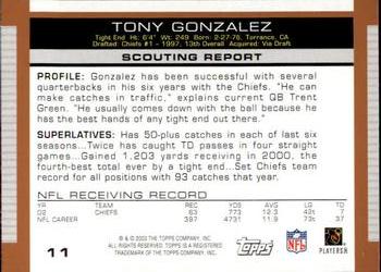 2003 Topps Draft Picks & Prospects #11 Tony Gonzalez Back