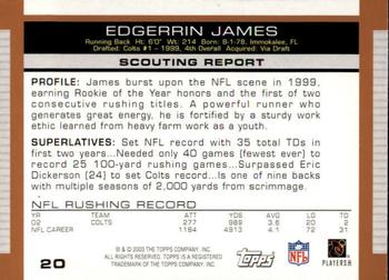 2003 Topps Draft Picks & Prospects #20 Edgerrin James Back