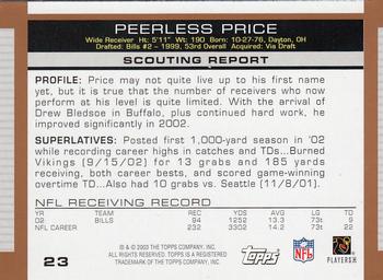 2003 Topps Draft Picks & Prospects #23 Peerless Price Back