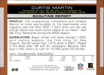 2003 Topps Draft Picks & Prospects #26 Curtis Martin Back