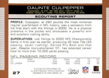 2003 Topps Draft Picks & Prospects #27 Daunte Culpepper Back