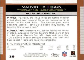2003 Topps Draft Picks & Prospects #39 Marvin Harrison Back