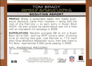 2003 Topps Draft Picks & Prospects #55 Tom Brady Back