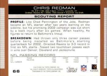 2003 Topps Draft Picks & Prospects #66 Chris Redman Back