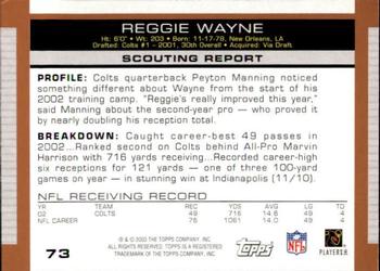 2003 Topps Draft Picks & Prospects #73 Reggie Wayne Back