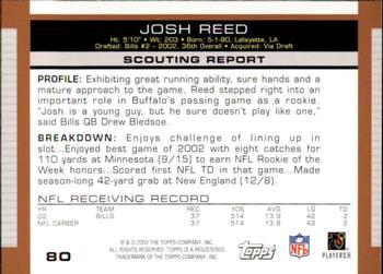 2003 Topps Draft Picks & Prospects #80 Josh Reed Back