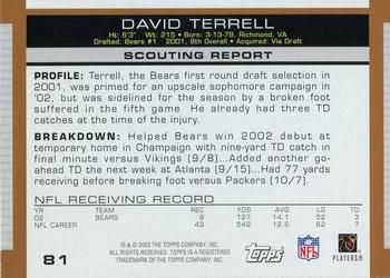 2003 Topps Draft Picks & Prospects #81 David Terrell Back