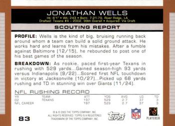2003 Topps Draft Picks & Prospects #83 Jonathan Wells Back