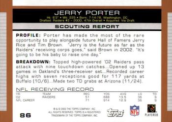 2003 Topps Draft Picks & Prospects #86 Jerry Porter Back