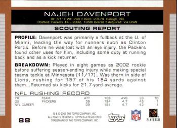 2003 Topps Draft Picks & Prospects #88 Najeh Davenport Back