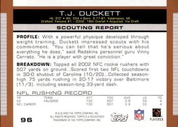 2003 Topps Draft Picks & Prospects #96 T.J. Duckett Back