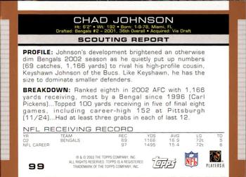 2003 Topps Draft Picks & Prospects #99 Chad Johnson Back
