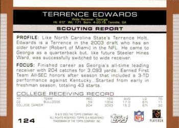 2003 Topps Draft Picks & Prospects #124 Terrence Edwards Back