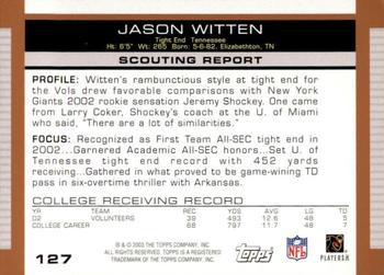 2003 Topps Draft Picks & Prospects #127 Jason Witten Back