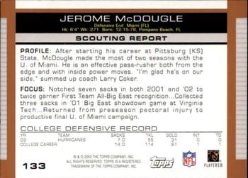 2003 Topps Draft Picks & Prospects #133 Jerome McDougle Back
