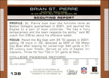 2003 Topps Draft Picks & Prospects #138 Brian St. Pierre Back