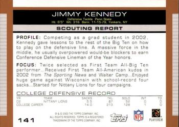 2003 Topps Draft Picks & Prospects #141 Jimmy Kennedy Back