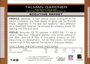 2003 Topps Draft Picks & Prospects #142 Talman Gardner Back